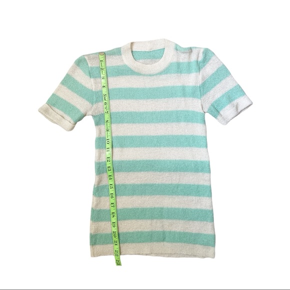 Vintage 80s light green and white striped tee - Picture 4 of 7